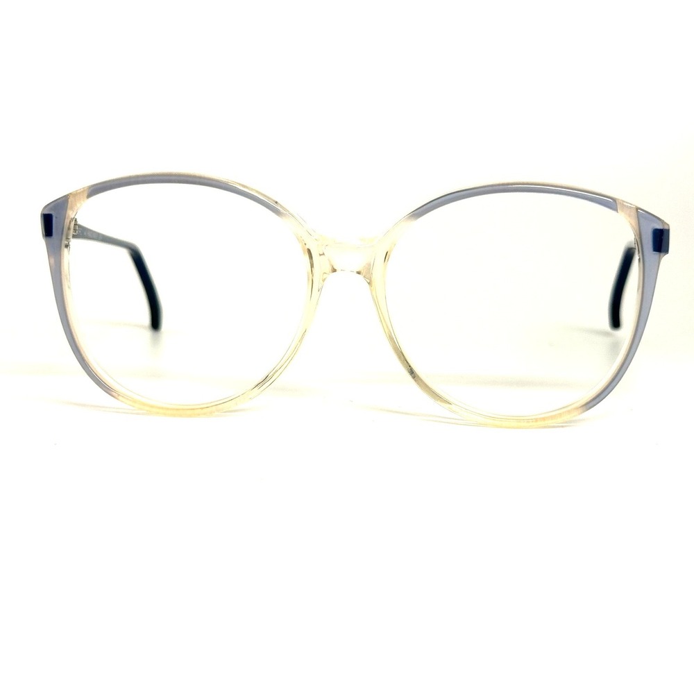 Vintage SRO Heidi BL Eyeglass Frames Champagne Navy Blue Round Cat Eye USA 140